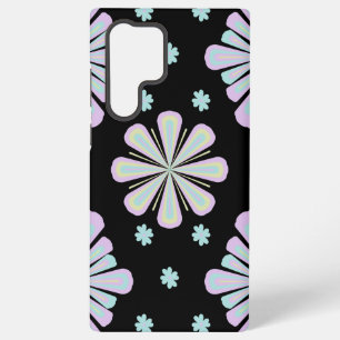 黒地にパステルカラーの花の形 SAMSUNG GALAXY S22 ULTRAケース