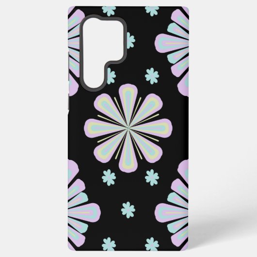 黒地にパステルカラーの花の形 SAMSUNG GALAXYケース (裏面)
