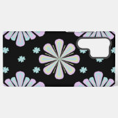黒地にパステルカラーの花の形 SAMSUNG GALAXYケース (裏面横)