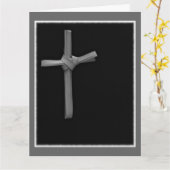 黒地にパームクロス、ミニマルな宗教的デザイン カード (黄色い花)