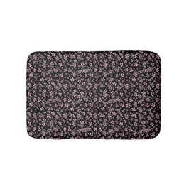 黒地にピンクの桜 バスマット