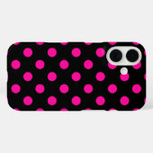 黒地にピンクの水玉 Case-Mate iPhoneケース (裏面 (横))