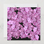 黒地にピンクの花のデザインの葬儀お礼カード 招待状 (裏面)