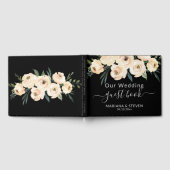 黒地にフローラルベージュの頬紅の結婚式ゲストブック ゲストブック (全面)