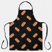 黒地にホットドッグのファストフード柄 エプロン (正面)