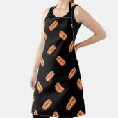 黒地にホットドッグのファストフード柄 エプロン (インサイチュ)