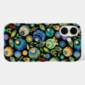 黒地にポーランドのウィチナンキの花 Case-Mate iPhoneケース (裏面 (横))