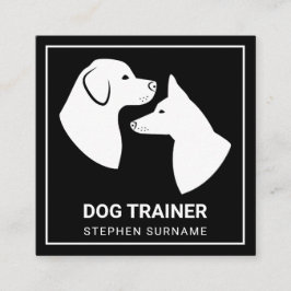黒地にミニマリストの犬のシルエット - ドッグトレーナー スクエア名刺