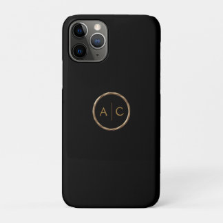 黒地にミニマルゴールドモノグラム iPhone 11 PROケース