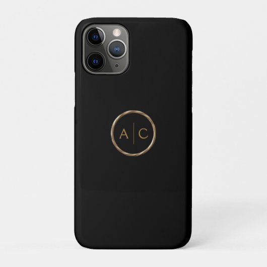 黒地にミニマルゴールドモノグラム Case-Mate iPhoneケース (裏)