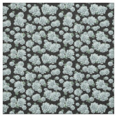 黒地にミントカラーの多肉植物の繰り返し模様 ファブリック (見本)