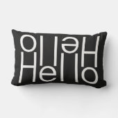 黒地にモダンな白い文字アート「Hello Welcome」 アウトドアクッション (裏面)