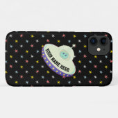 黒地にモダンな空飛ぶ円盤とカラフルな星 Case-Mate iPhoneケース (裏面(横))