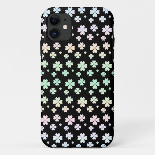 黒地にモダンパステルカラーのシャムロック柄 Case-Mate iPhoneケース (裏面)