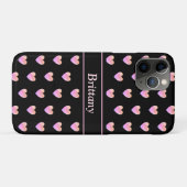 黒地にモダンピンクのハート Case-Mate iPhoneケース (裏面(横))