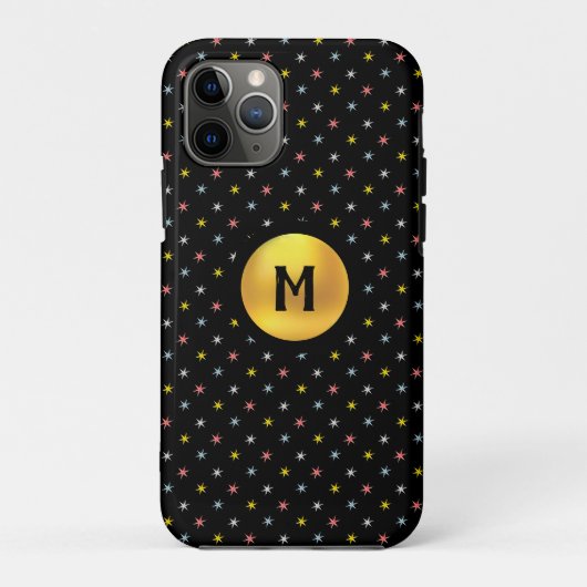 黒地にモノグラムとカラフルな星 Case-Mate iPhoneケース (裏面)