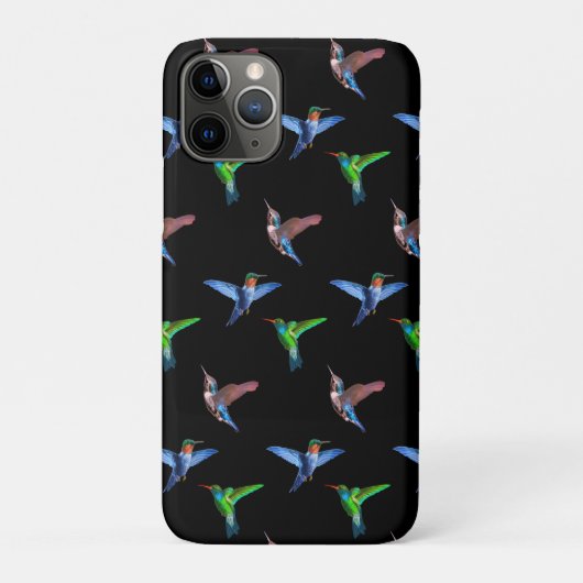 黒地にモノグラムとハチドリ Case-Mate iPhoneケース (裏)