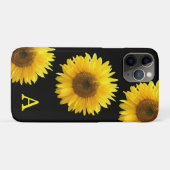 黒地にモノグラムと美しいひまわり Case-Mate iPhoneケース (裏面(横))