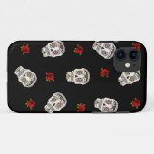 黒地にロカビリーシュガースカルとバラ Case-Mate iPhoneケース (裏面(横))
