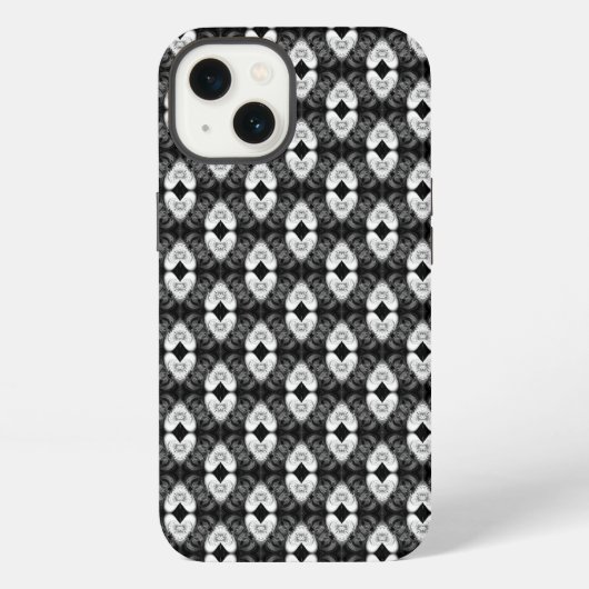 黒地に双子のハート模様 iPhoneケース (裏面)