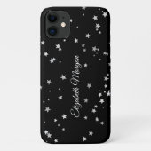 黒地に大きなシルバーの星、白抜きの手書き風名前 Case-Mate iPhoneケース (裏面)