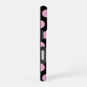 黒地に大きなピンクの水玉 iPhone 16ケース (右側面)