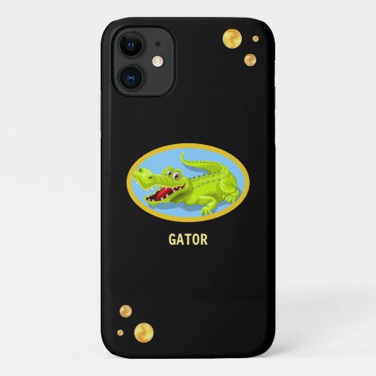 黒地に幸せなワニと金色の紙吹雪 Case-Mate iPhoneケース (裏面)
