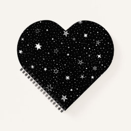 黒地に手描きの白い星 ノートブック