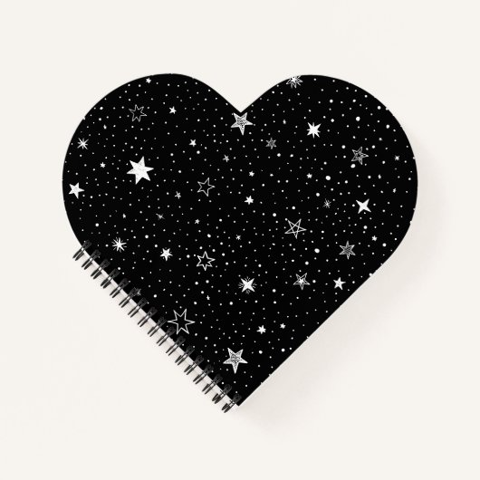 黒地に手描きの白い星 ノートブック (正面)