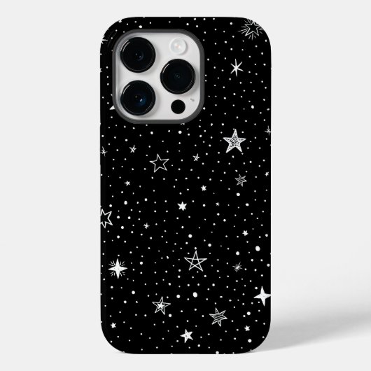 黒地に手描きの白い星 Case-Mate iPhoneケース (裏面)