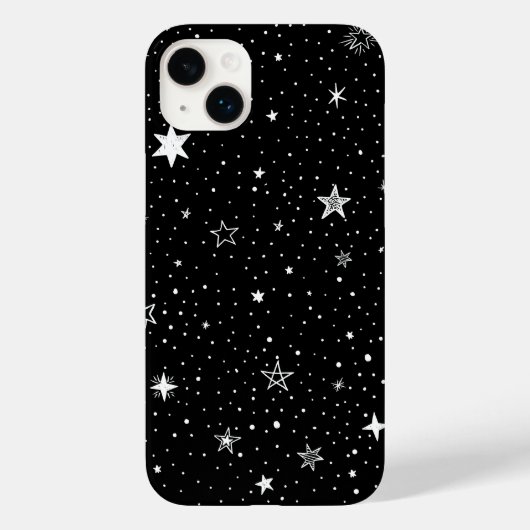 黒地に手描きの白い星 Case-Mate iPhoneケース (裏面)