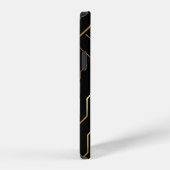 黒地に抽象的な金の模様とカスタムネーム iPhoneケース (右側面)