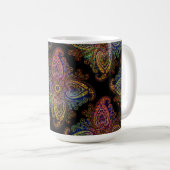 黒地に描かれた美しいペイズリー コーヒーマグカップ (正面右)