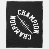 黒地に斜めの白文字CHAMPIONシェイプ フリースブランケット (正面)