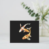 黒地に日本の金魚 ポストカード (スタンド正面)