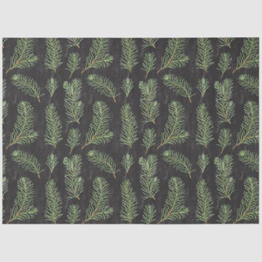 黒地に水色の松の枝。 薄葉紙 (正面)