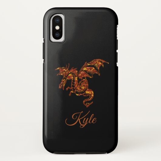 黒地に炎のドラゴン Case-Mate iPhoneケース (裏面)