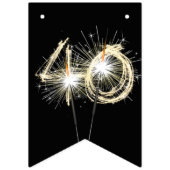 黒地に煌めく40歳のスパークラー バンティングフラッグ (第1の旗)