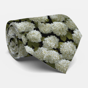 黒地に白いアジサイの花模様 ネクタイ