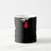 黒地に白いクリスマスふくろう コーヒーマグカップ (中央)