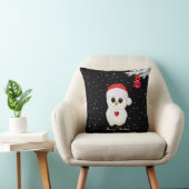 黒地に白いクリスマスフクロウ クッション (椅子)