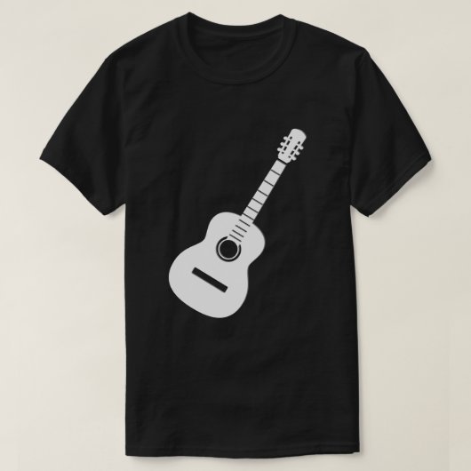 黒地に白いシルエットのギター Tシャツ (デザイン正面)