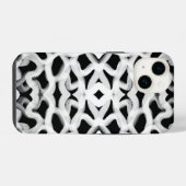 黒地に白いチューブ状のパイピング iPhoneケース (裏面横)