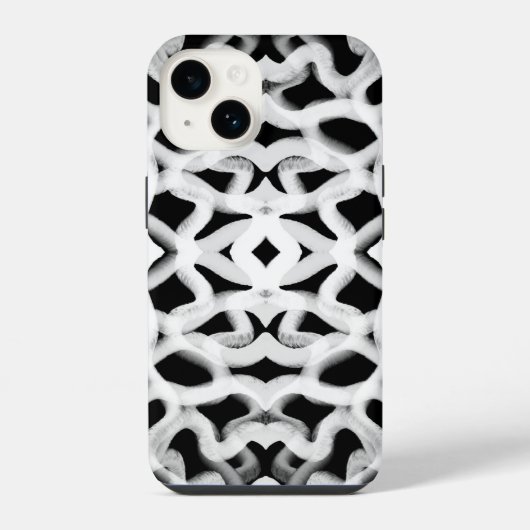 黒地に白いチューブ状のパイピング iPhoneケース (裏面)