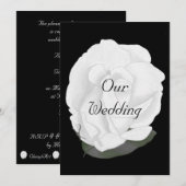 黒地に白いバラの結婚式招待状, 結婚式招待状のデザイン 招待状 (正面/裏面)