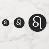 黒地に白いレオ（獅子座）占星術シンボル コンフェッティ (裏面)