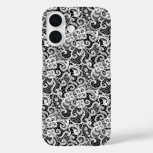 黒地に白いレース模様 Case-Mate iPhoneケース (裏面)