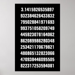黒地に白い数学のπ ポスター