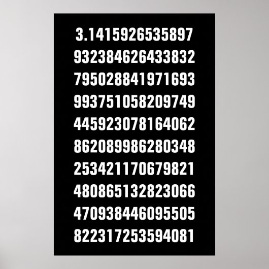 黒地に白い数学のπ ポスター (正面)