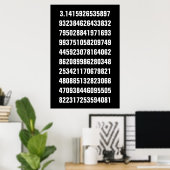 黒地に白い数学のπ ポスター (ホームオフィス)